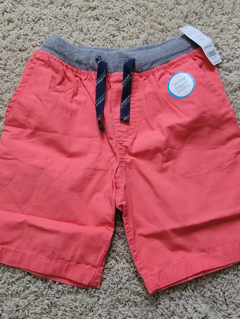 NWT Carter's Boys 4T Coral Pull On Drawstring Shorts Coral